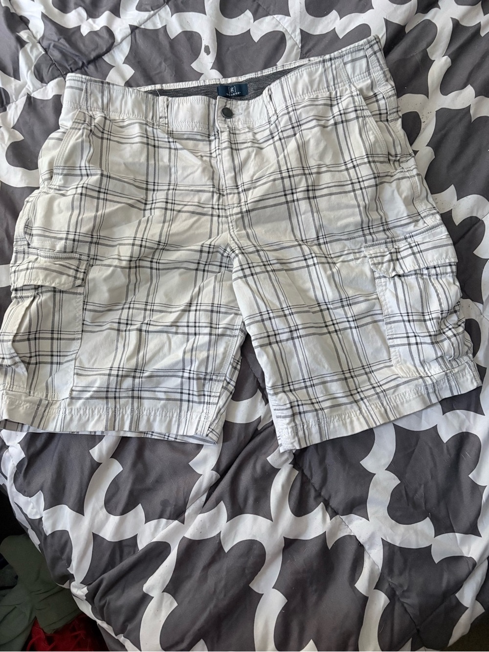 2 pairs shorts - George Heather Gray Pull-On Shorts, and O’neill white and blue.